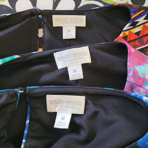 Bisou bisou womens Medium set of 3 Multicolor sleeveless scuba tops - Picture 4 of 12